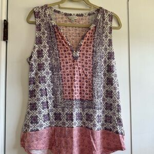 Lucky Brand Pink & Purple Printed Sleeveless Camisole